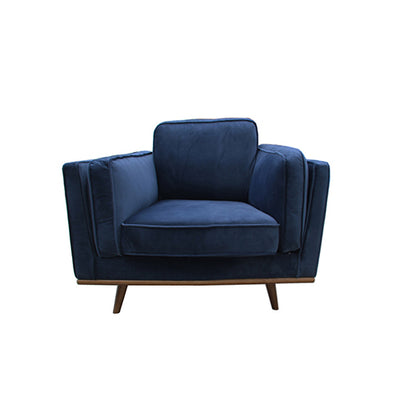 Dealsmate Single Seater Armchair Sofa Modern Lounge Accent Chair in Soft Blue Velvet with Wooden Frame