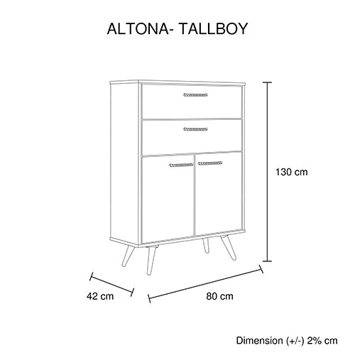 Dealsmate Acacia 4 Drawers Tallboy Storage Cabinet Wood