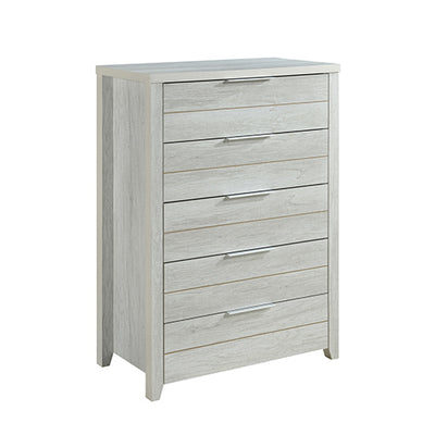 Dealsmate Tallboy with 5 Storage Drawers Natural Wood like MDF in White Ash Colour