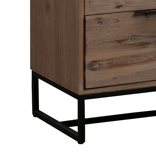 Dealsmate Tallboy with 4 Storage Drawers Assembled Solid Acacia Wooden Construction in Tea Colour