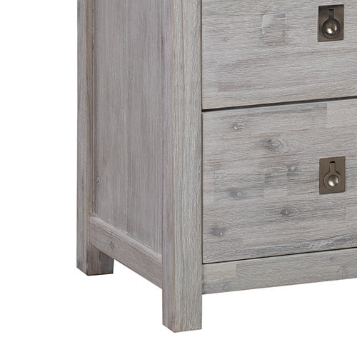 Dealsmate Tallboy with 5 Storage Drawers in Cloud White Ash Color with Solid Acacia Wooden Frame
