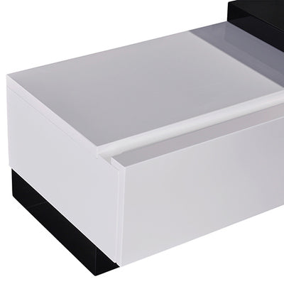 Dealsmate TV Cabinet with 2 Storage Drawers With High Glossy Assembled Entertainment Unit in Black & White colour