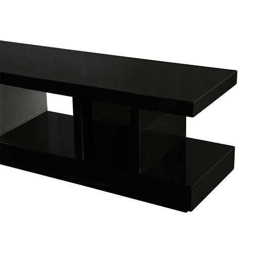 Dealsmate TV Cabinet with 2 Storage Drawers With High Glossy Assembled Entertainment Unit in Black & White colour