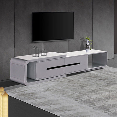 Dealsmate TV Cabinet with 2 Storage Drawers With High Glossy Assembled Entertainment Unit in White colour