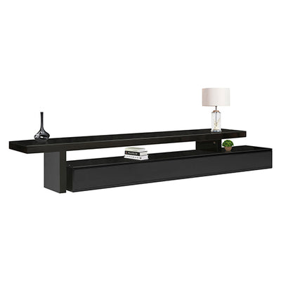 Dealsmate TV Cabinet with 3 Storage Drawers Extendable With Glossy MDF Entertainment Unit in Black Color