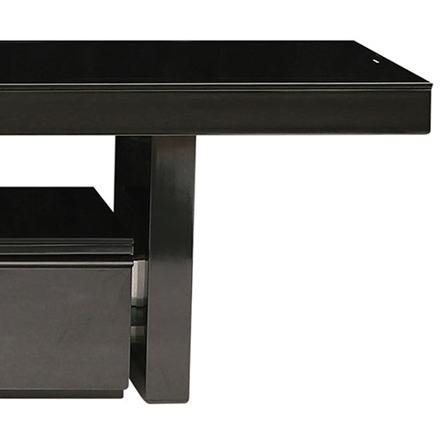 Dealsmate TV Cabinet with 3 Storage Drawers Extendable With Glossy MDF Entertainment Unit in Black Color