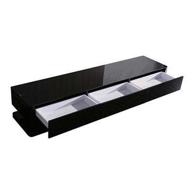 Dealsmate TV Cabinet with 3 Storage Drawers With High Glossy Assembled Entertainment Unit in Black colour