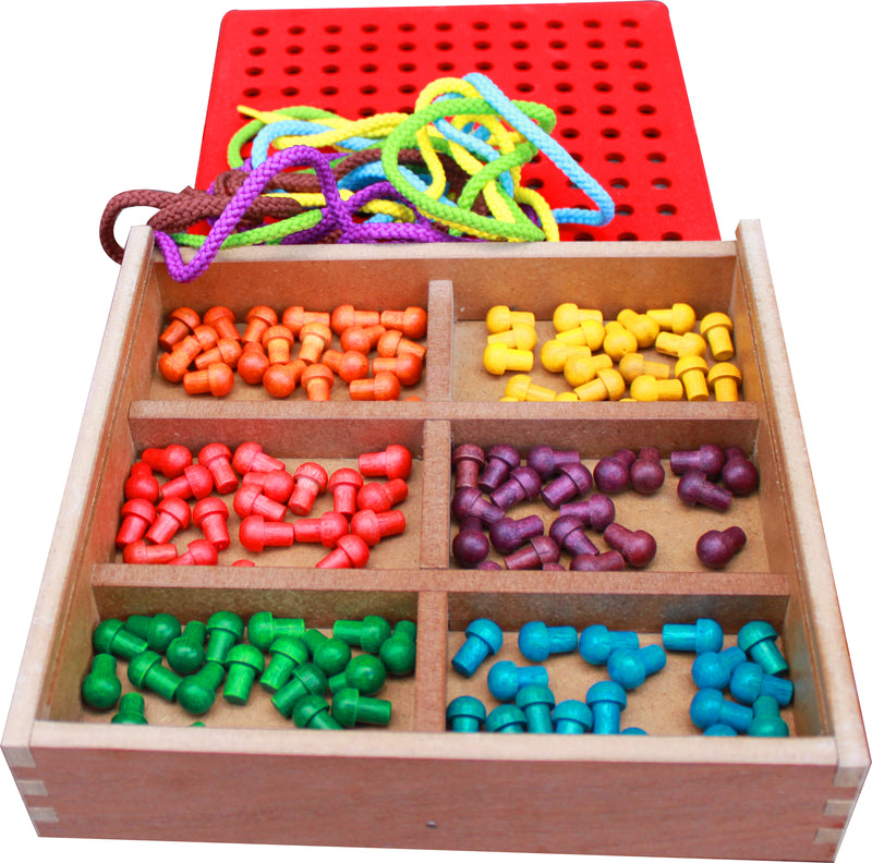 Dealsmate Froebel Gifts J2- Pegs And Lacing Box