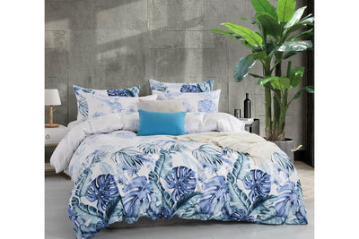 Dealsmate Luxton Double Size Adelina Blue Teal Tropical Quilt Cover Set
