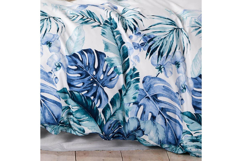 Dealsmate Luxton Queen Size Adelina Blue Teal Tropical Quilt Cover Set