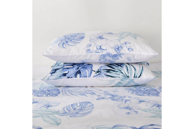 Dealsmate Luxton Queen Size Adelina Blue Teal Tropical Quilt Cover Set