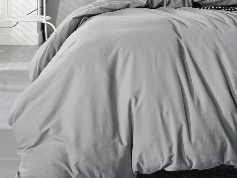 Dealsmate Luxton Super King Size Pewter Vintage Washed Cotton Quilt Cover Set(3PCS)