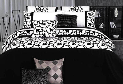 Dealsmate Luxton King Size White and Black Quilt Cover Set(3PCS)