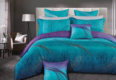 Dealsmate Luxton Queen Size Turquoise Aqua and Purple Quilt Cover Set(3PCS)