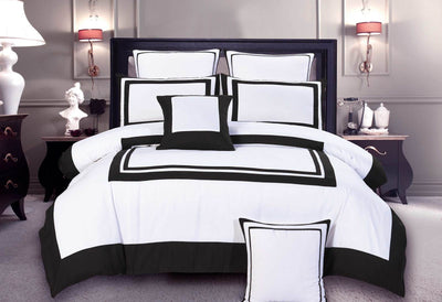 Dealsmate Luxton King Size Modern White Black Rectangle Pattern Quilt Cover Set (3PCS)
