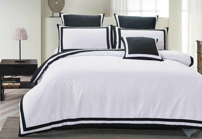 Dealsmate Luxton Super King Size Charcoal and White Square Patter Quilt Cover Set (3PCS)