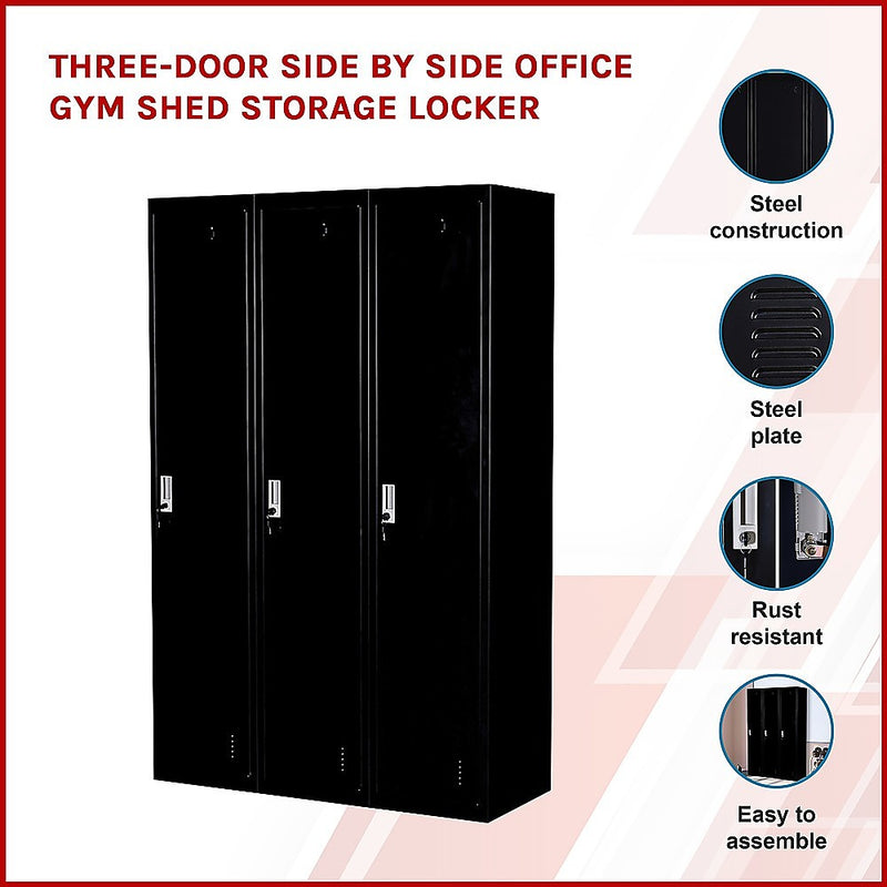 Dealsmate Three-Door Side by Side Office Gym Shed Storage Locker