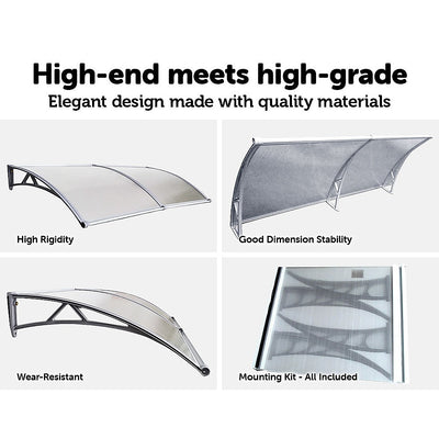 Dealsmate DIY Outdoor Awning Cover 1mx2m with Rain Gutter