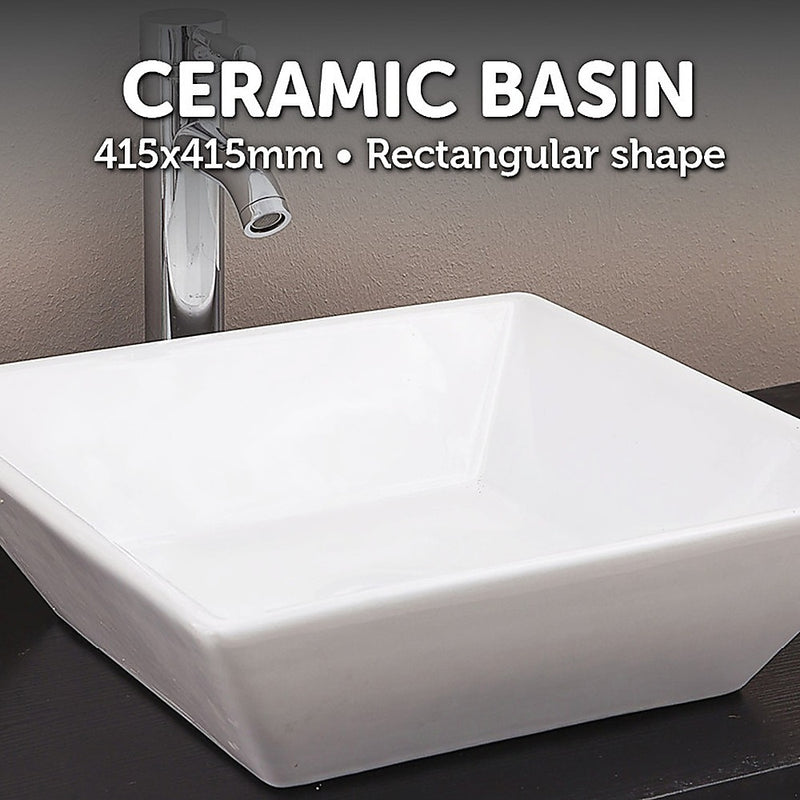 Dealsmate Bathroom Ceramic Rectangular Above Countertop Basin for Vanity