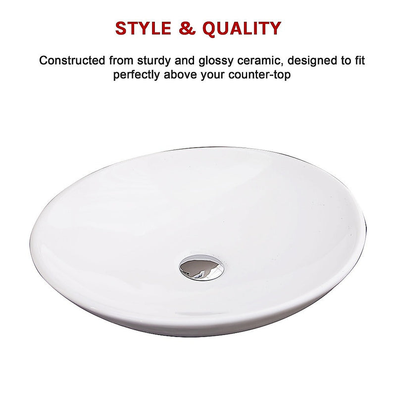 Dealsmate Bathroom Ceramic Oval Above Countertop Basin for Vanity