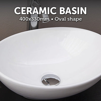 Dealsmate Above Counter Bathroom Vanity Oval Ceramic Basin