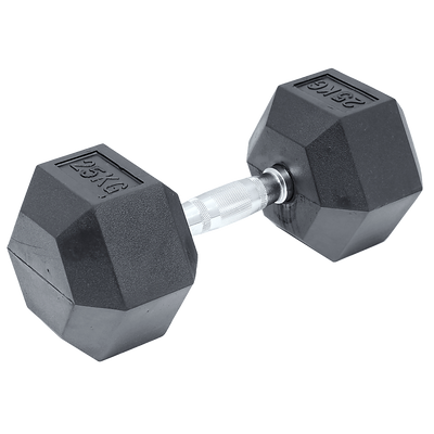 Dealsmate 25KG Commercial Rubber Hex Dumbbell Gym Weight