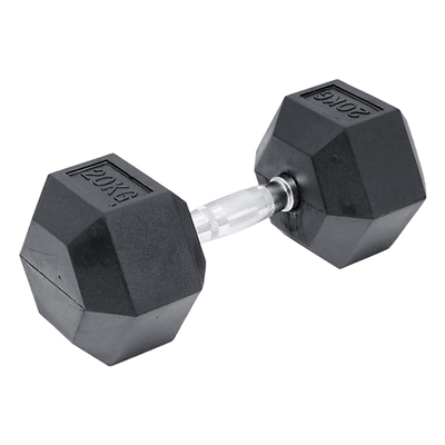 Dealsmate 20KG Commercial Rubber Hex Dumbbell Gym Weight