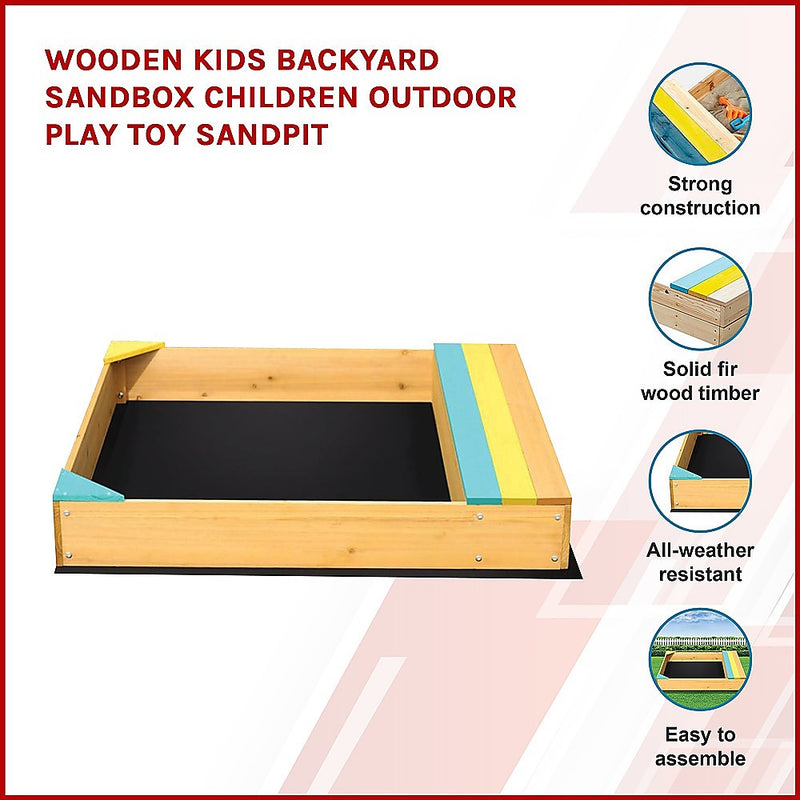 Dealsmate Wooden Kids Backyard Sandbox Children Outdoor Play Toy Sandpit