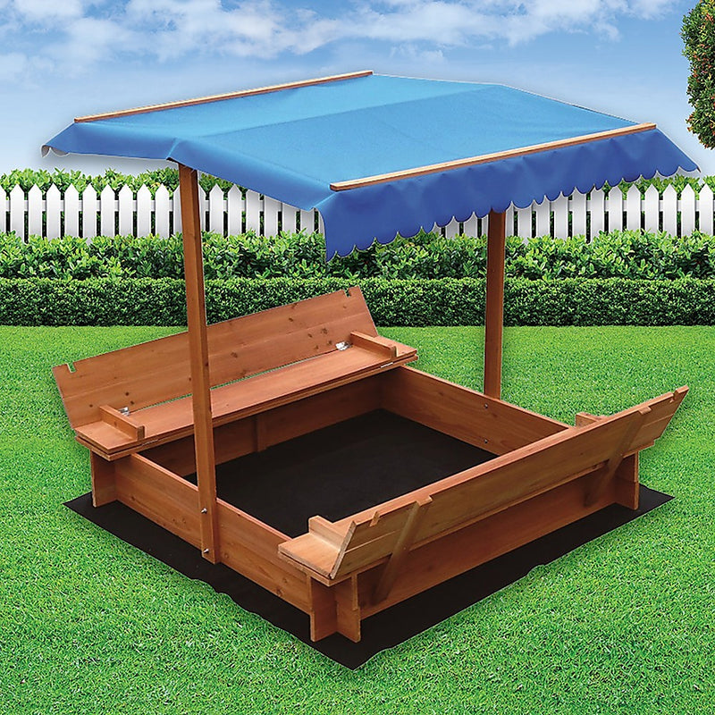 Dealsmate Kids Wooden Toy Sandpit with Canopy