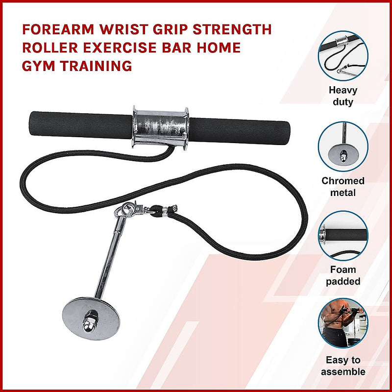 Dealsmate Forearm Wrist Grip Strength Roller Exercise Bar Home Gym Training