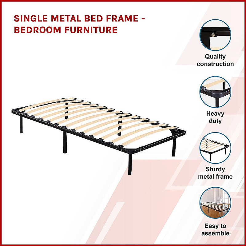 Dealsmate Single Metal Bed Frame - Bedroom Furniture
