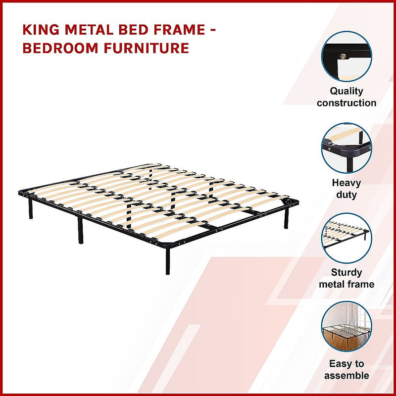 Dealsmate King Metal Bed Frame - Bedroom Furniture