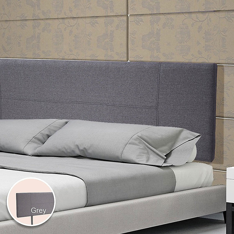 Dealsmate Linen Fabric King Bed Headboard Bedhead - Grey