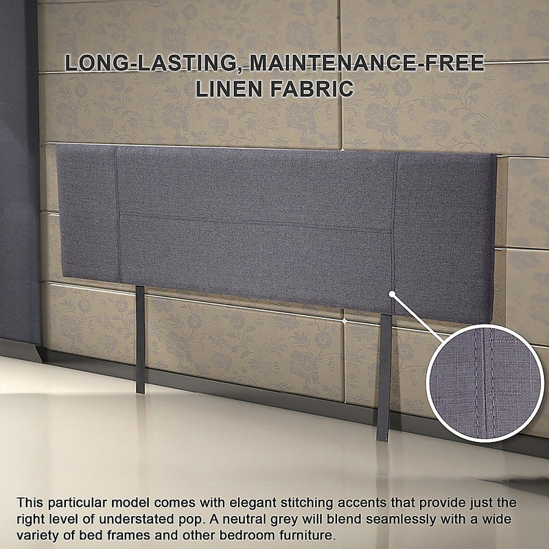 Dealsmate Linen Fabric King Bed Headboard Bedhead - Grey