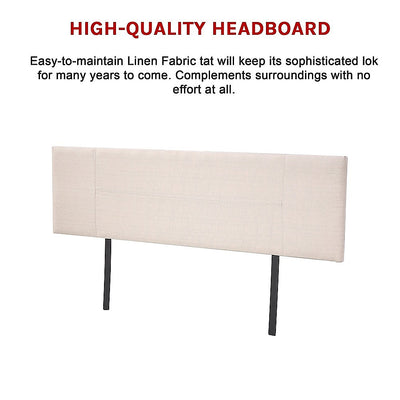 Dealsmate Linen Fabric King Bed Headboard Bedhead - Beige