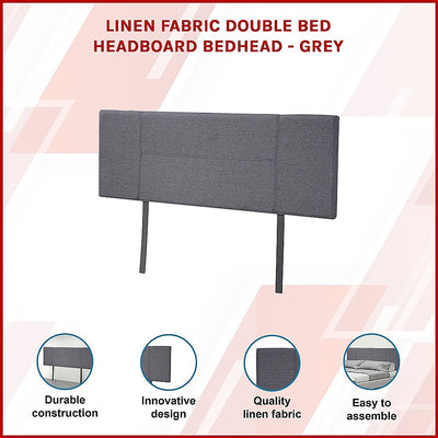 Dealsmate Linen Fabric Double Bed Headboard Bedhead - Grey
