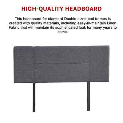 Dealsmate Linen Fabric Double Bed Headboard Bedhead - Grey
