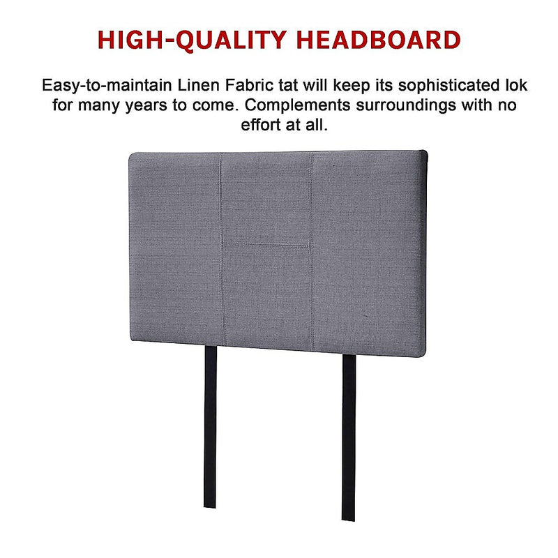 Dealsmate Linen Fabric Single Bed Headboard Bedhead - Grey