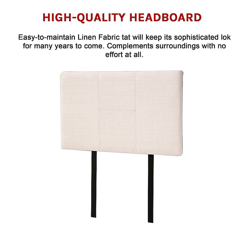 Dealsmate Linen Fabric Single Bed Headboard Bedhead - Beige