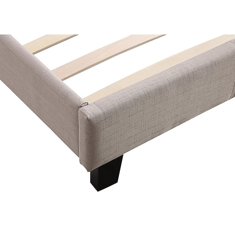 Dealsmate Double Linen Fabric Bed Frame Beige