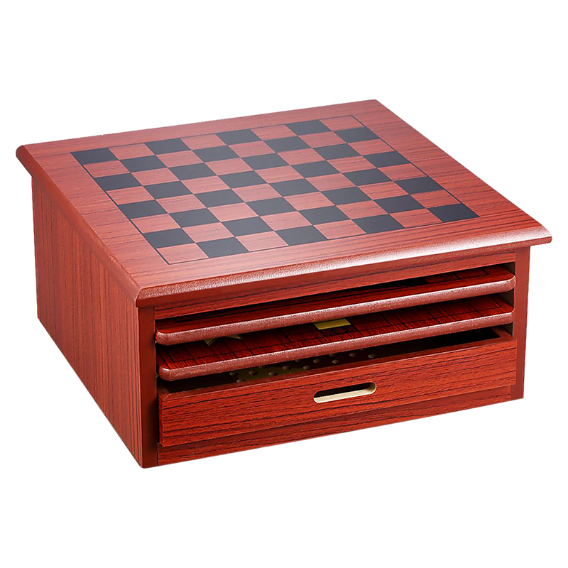 Dealsmate 10 in 1 Wooden Chess Board Games Slide Out Checkers House Unit Set