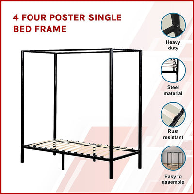 Dealsmate 4 Four Poster Single Bed Frame