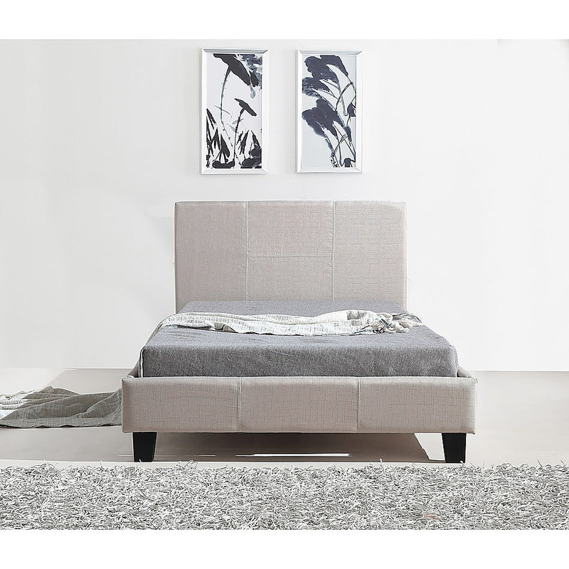 Dealsmate King Single Linen Fabric Bed Frame Beige