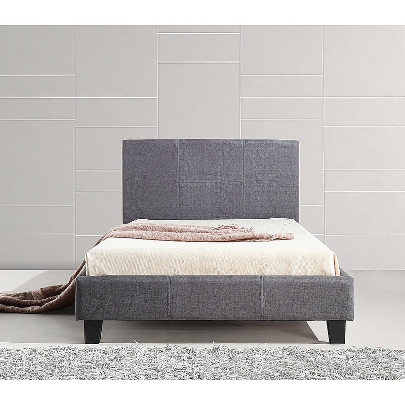 Dealsmate King Single Linen Fabric Bed Frame Grey