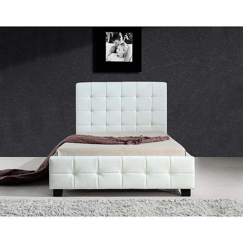 Dealsmate King Single PU Leather Deluxe Bed Frame White