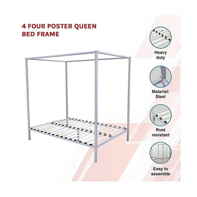 Dealsmate 4 Four Poster Queen Bed Frame