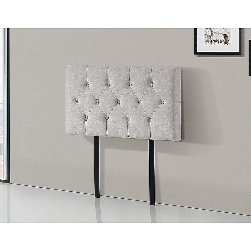 Dealsmate Linen Fabric Single Bed Deluxe Headboard Bedhead - Beige