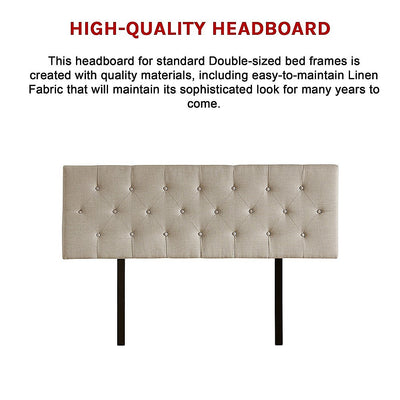 Dealsmate Linen Fabric Double Bed Deluxe Headboard Bedhead - Beige