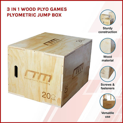 Dealsmate 3 IN 1 Wood Plyo Games Plyometric Jump Box