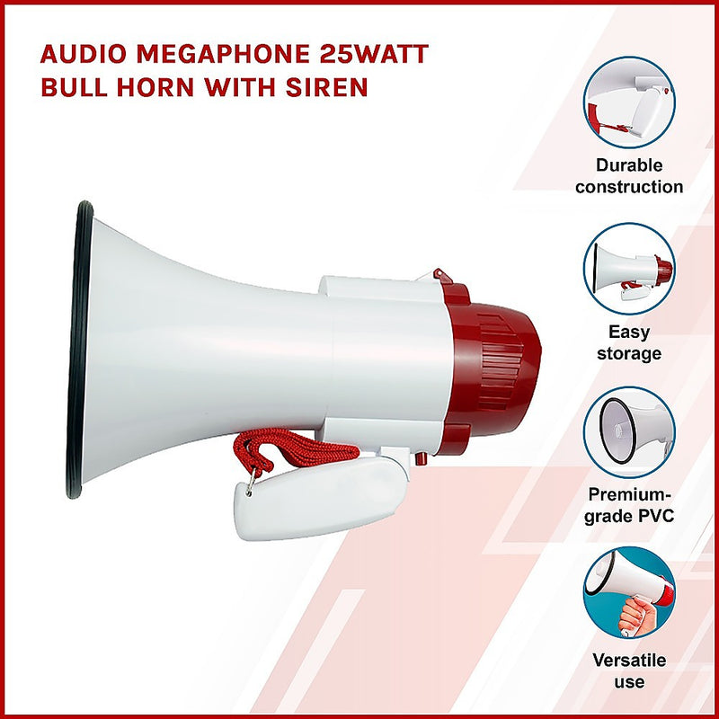 Dealsmate Audio Megaphone 25Watt Bull Horn with Siren